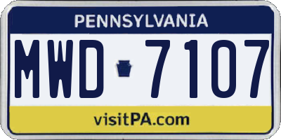 PA license plate MWD7107