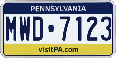PA license plate MWD7123