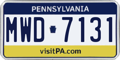PA license plate MWD7131