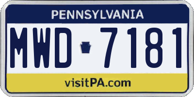 PA license plate MWD7181