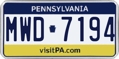 PA license plate MWD7194
