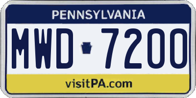 PA license plate MWD7200