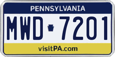 PA license plate MWD7201