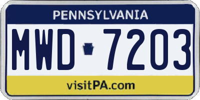 PA license plate MWD7203