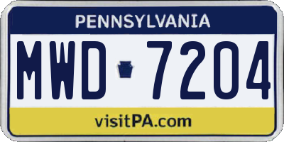 PA license plate MWD7204