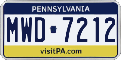 PA license plate MWD7212