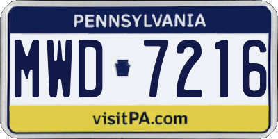PA license plate MWD7216
