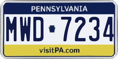 PA license plate MWD7234