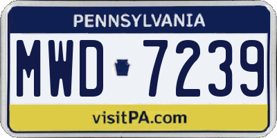 PA license plate MWD7239