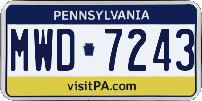 PA license plate MWD7243