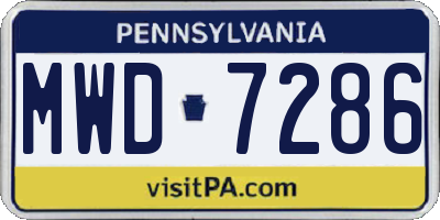 PA license plate MWD7286