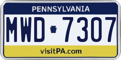 PA license plate MWD7307