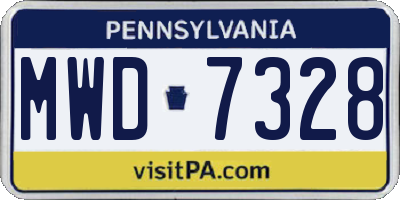PA license plate MWD7328