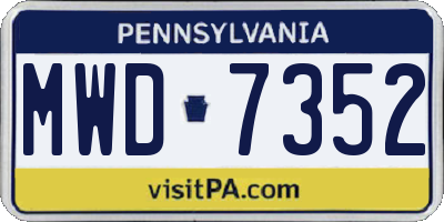 PA license plate MWD7352