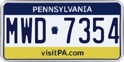 PA license plate MWD7354