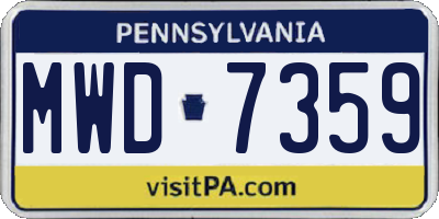 PA license plate MWD7359