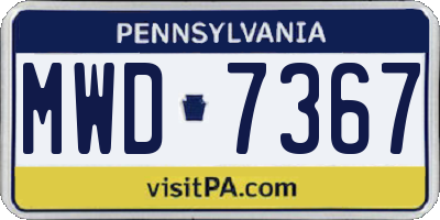 PA license plate MWD7367