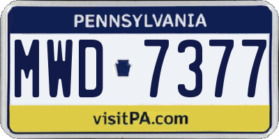 PA license plate MWD7377
