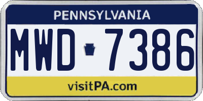 PA license plate MWD7386