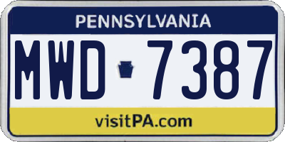PA license plate MWD7387