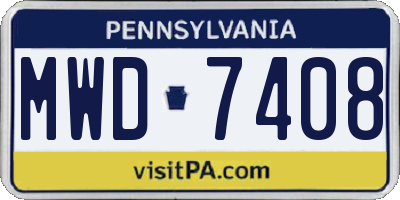 PA license plate MWD7408