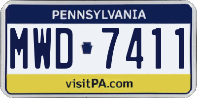 PA license plate MWD7411