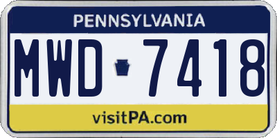 PA license plate MWD7418