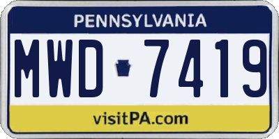 PA license plate MWD7419
