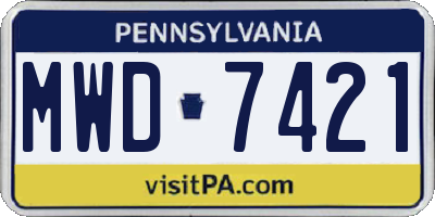 PA license plate MWD7421