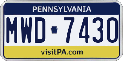 PA license plate MWD7430