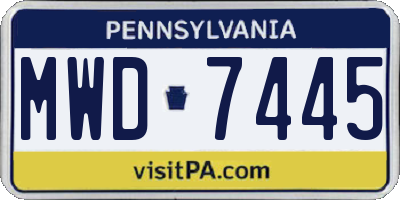 PA license plate MWD7445