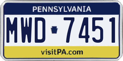 PA license plate MWD7451