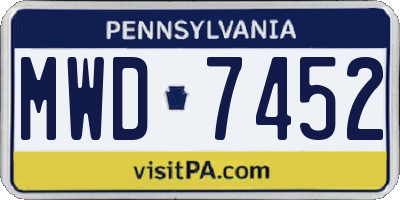 PA license plate MWD7452