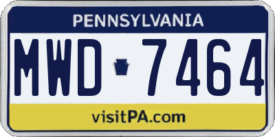 PA license plate MWD7464