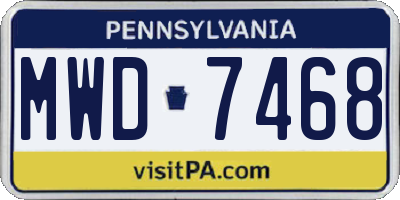 PA license plate MWD7468