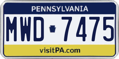 PA license plate MWD7475