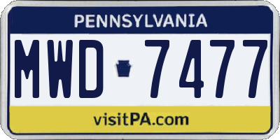 PA license plate MWD7477