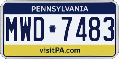 PA license plate MWD7483