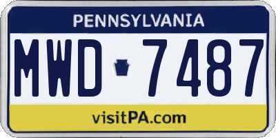 PA license plate MWD7487
