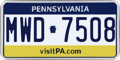 PA license plate MWD7508