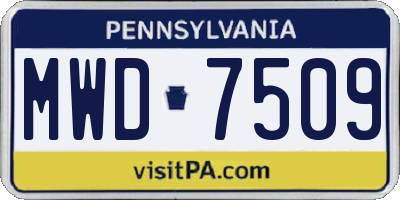 PA license plate MWD7509