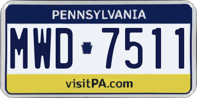 PA license plate MWD7511