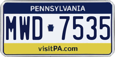 PA license plate MWD7535