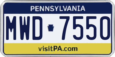 PA license plate MWD7550
