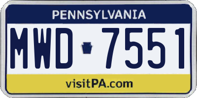 PA license plate MWD7551