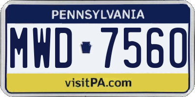 PA license plate MWD7560