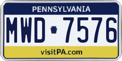 PA license plate MWD7576