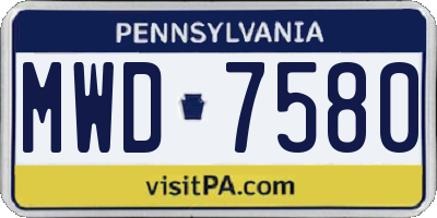 PA license plate MWD7580