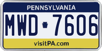 PA license plate MWD7606