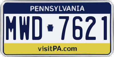 PA license plate MWD7621